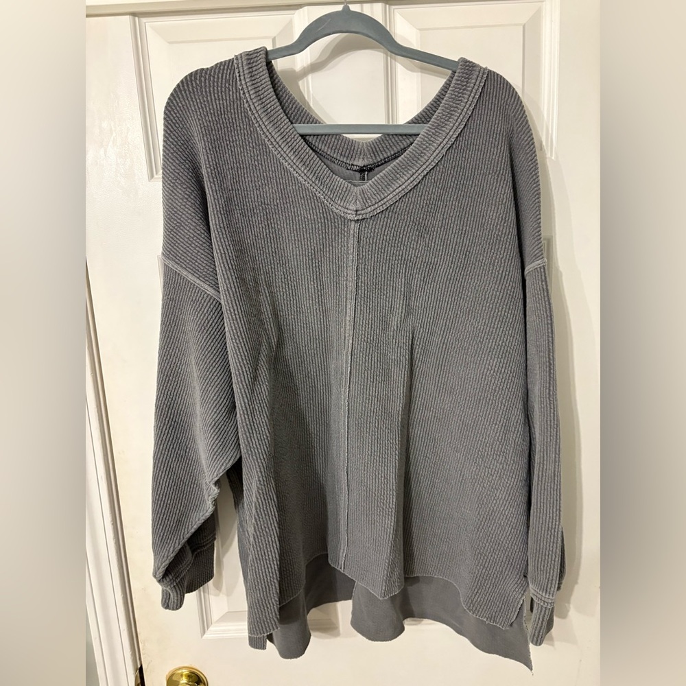 Aerie wonder textured v neck sweatshirt